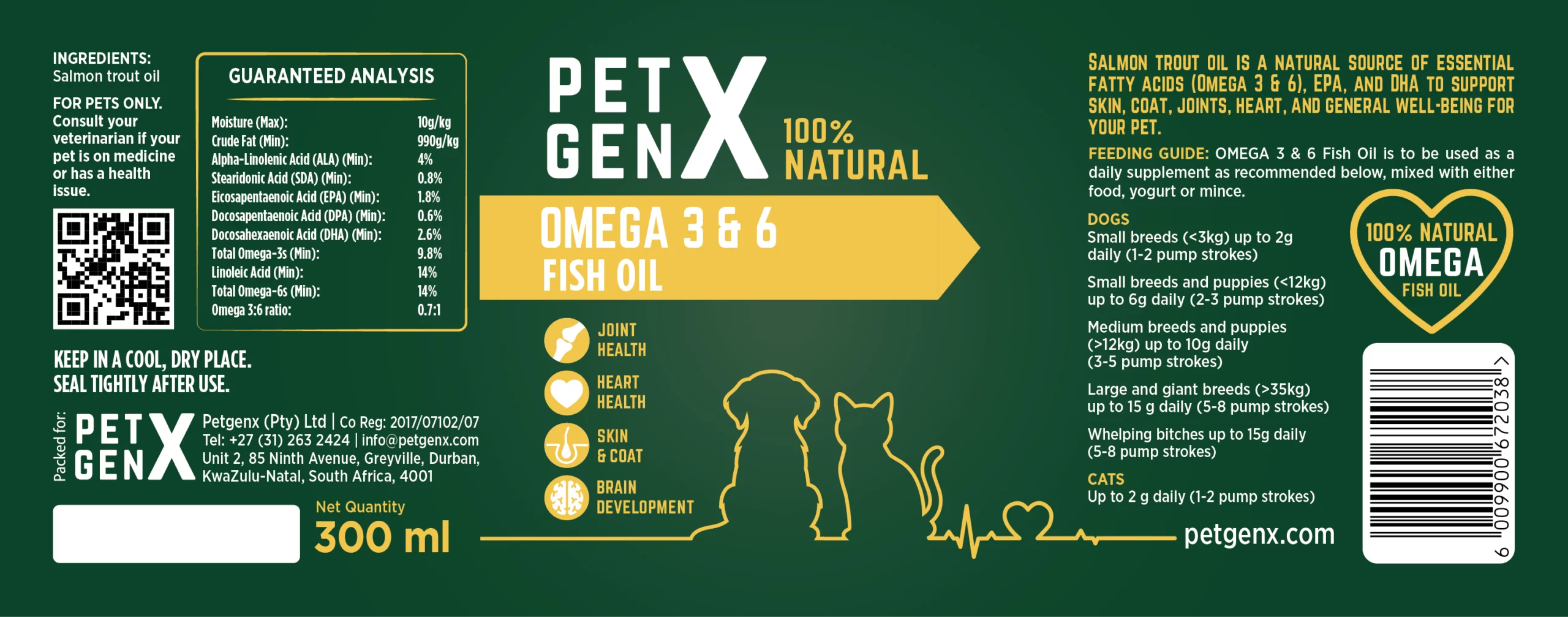 PetGENX Pure Natural Omega 3 and 6 Fish Oil